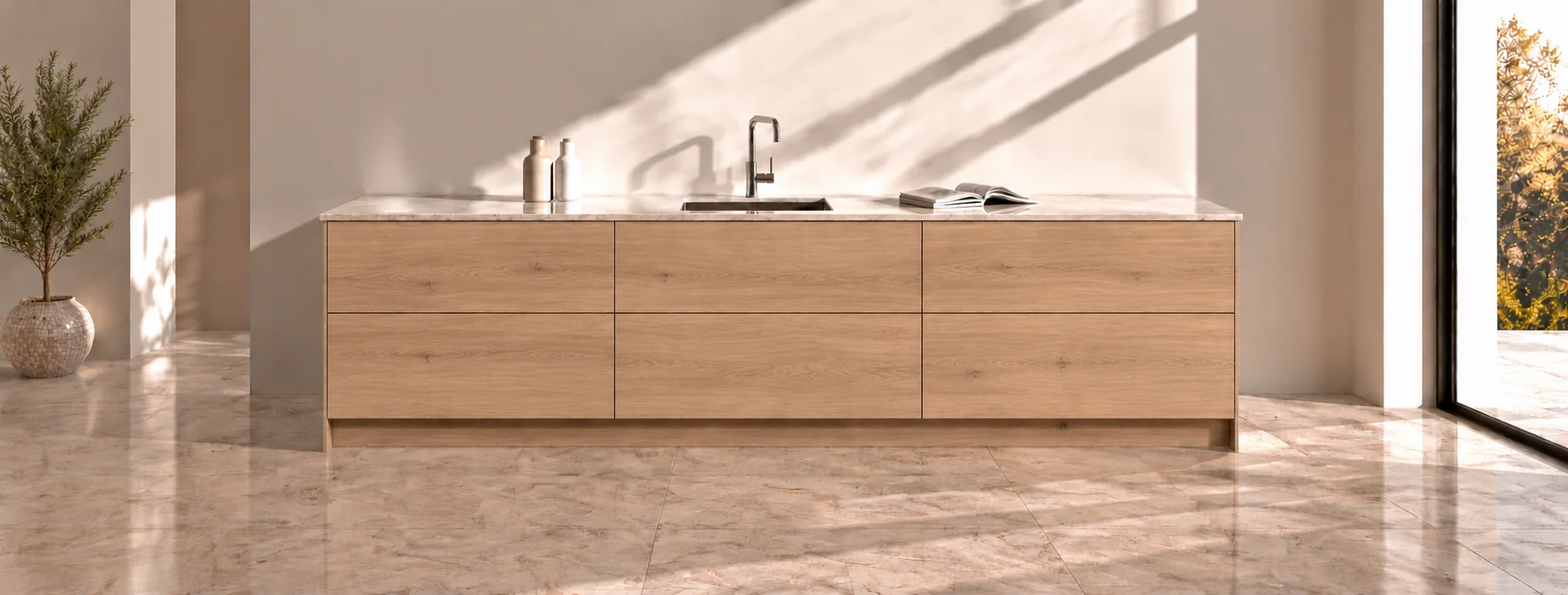 Keuken met licht eiken fronten